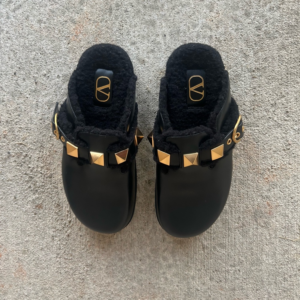 Valentino Garavani Leather Mule with Roman Stud Trim